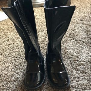 Girls patent leather boots tall zip